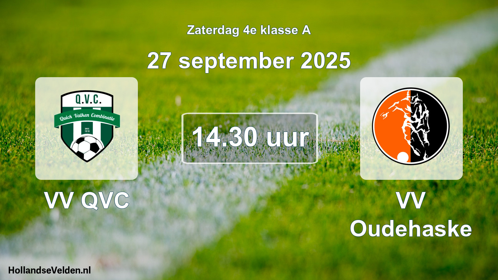 Geplande wedstrijd: VV QVC - VV Oudehaske (27 september 2025)