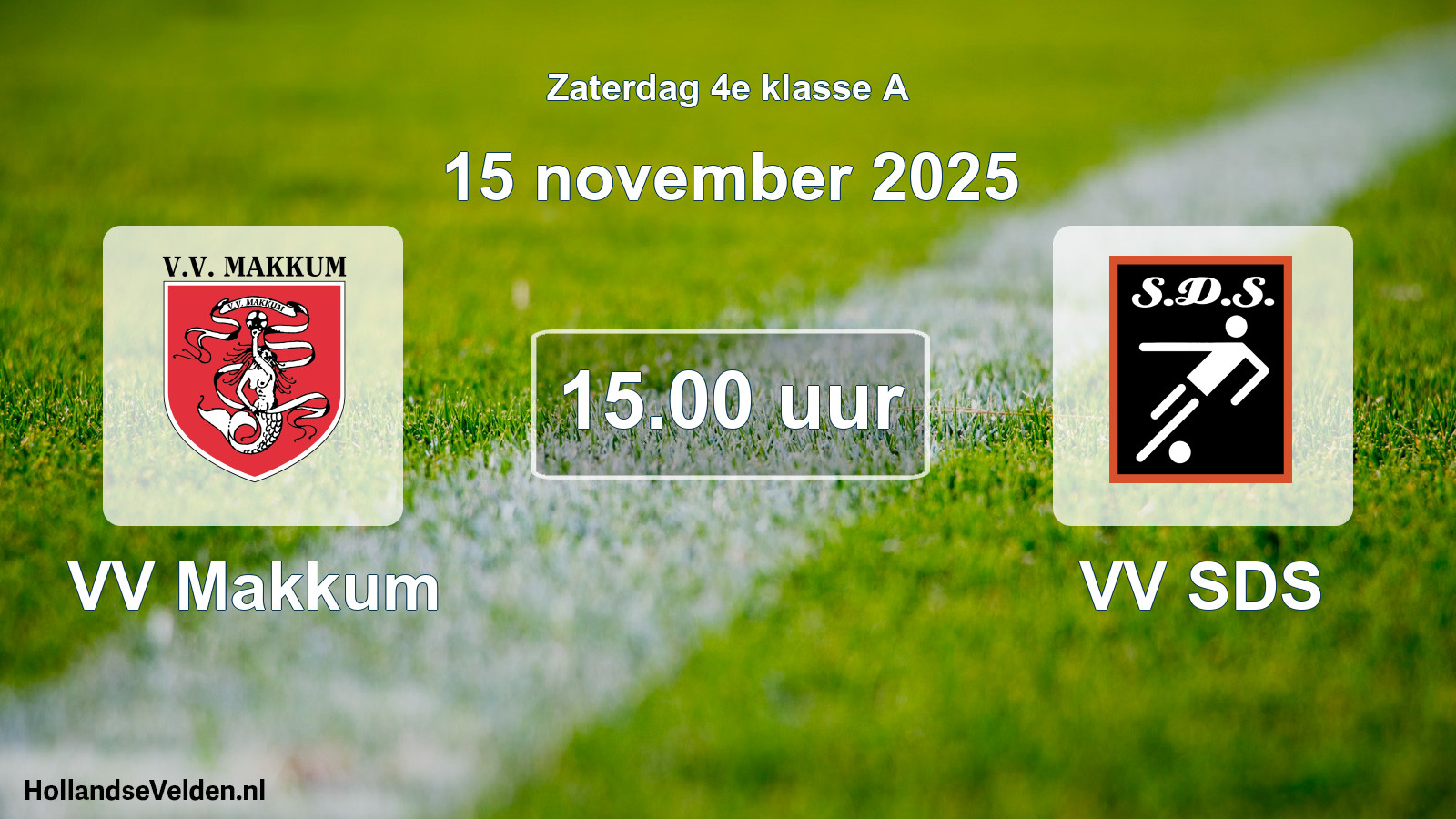 Geplande wedstrijd: VV Makkum - VV SDS (15 november 2025)