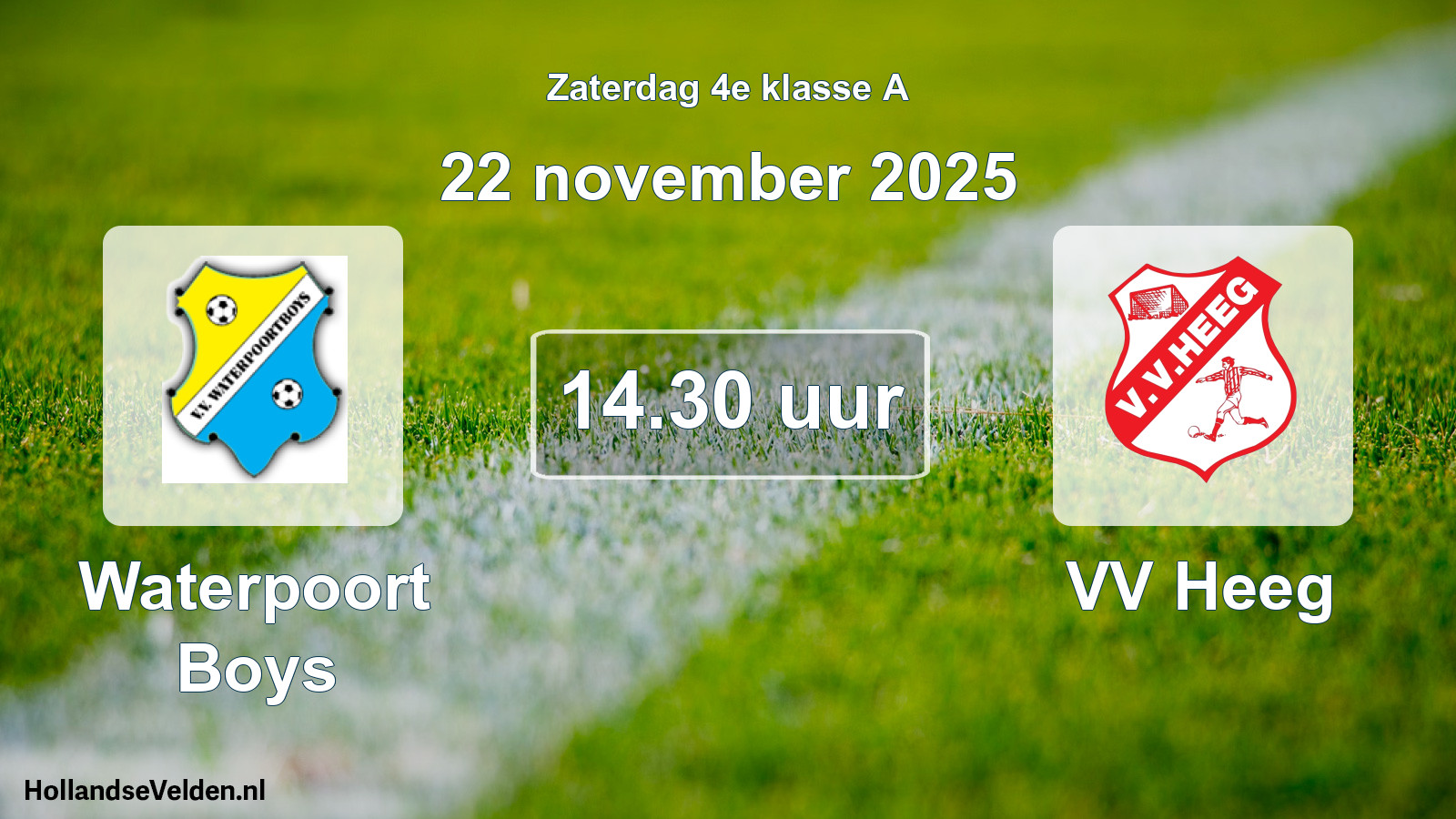 Geplande wedstrijd: Waterpoort Boys - VV Heeg (22 november 2025)