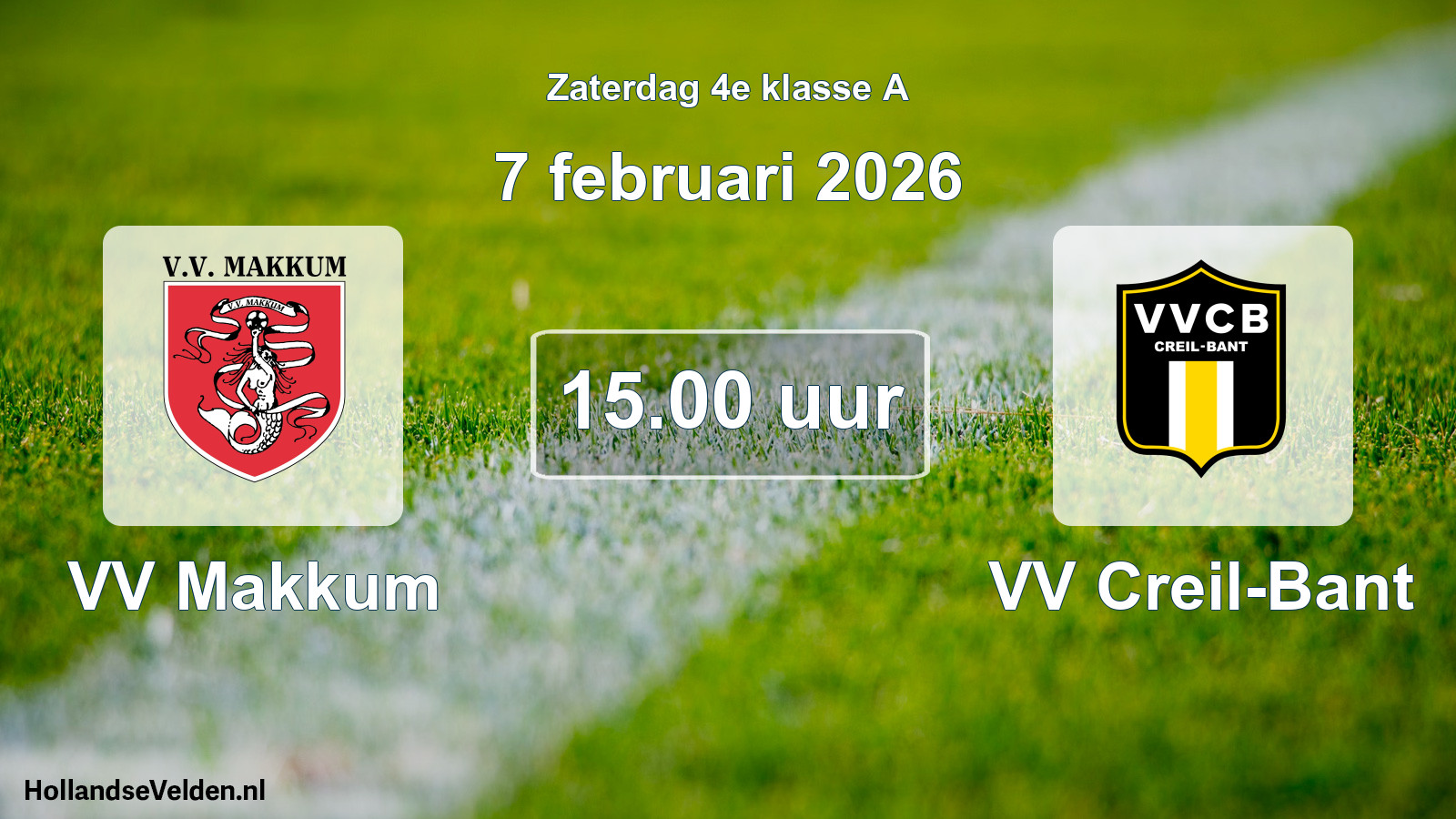 Geplande wedstrijd: VV Makkum - VV Creil-Bant (7 februari 2026)