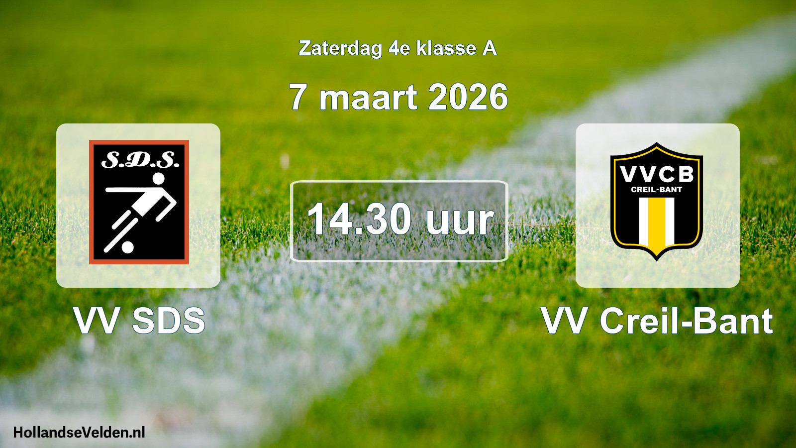 Geplande wedstrijd: VV SDS - VV Creil-Bant (7 maart 2026)
