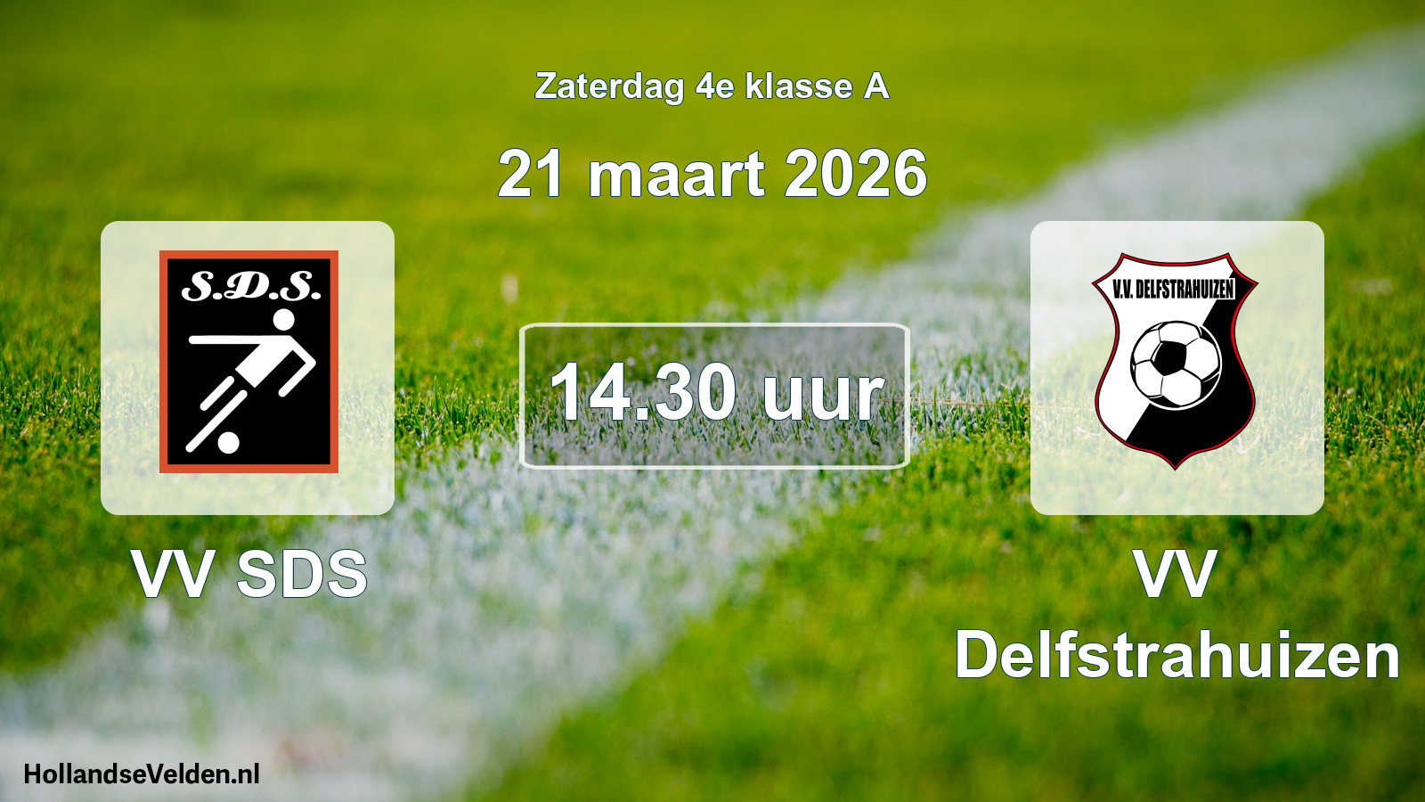 Geplande wedstrijd: VV SDS - VV Delfstrahuizen (21 maart 2026)