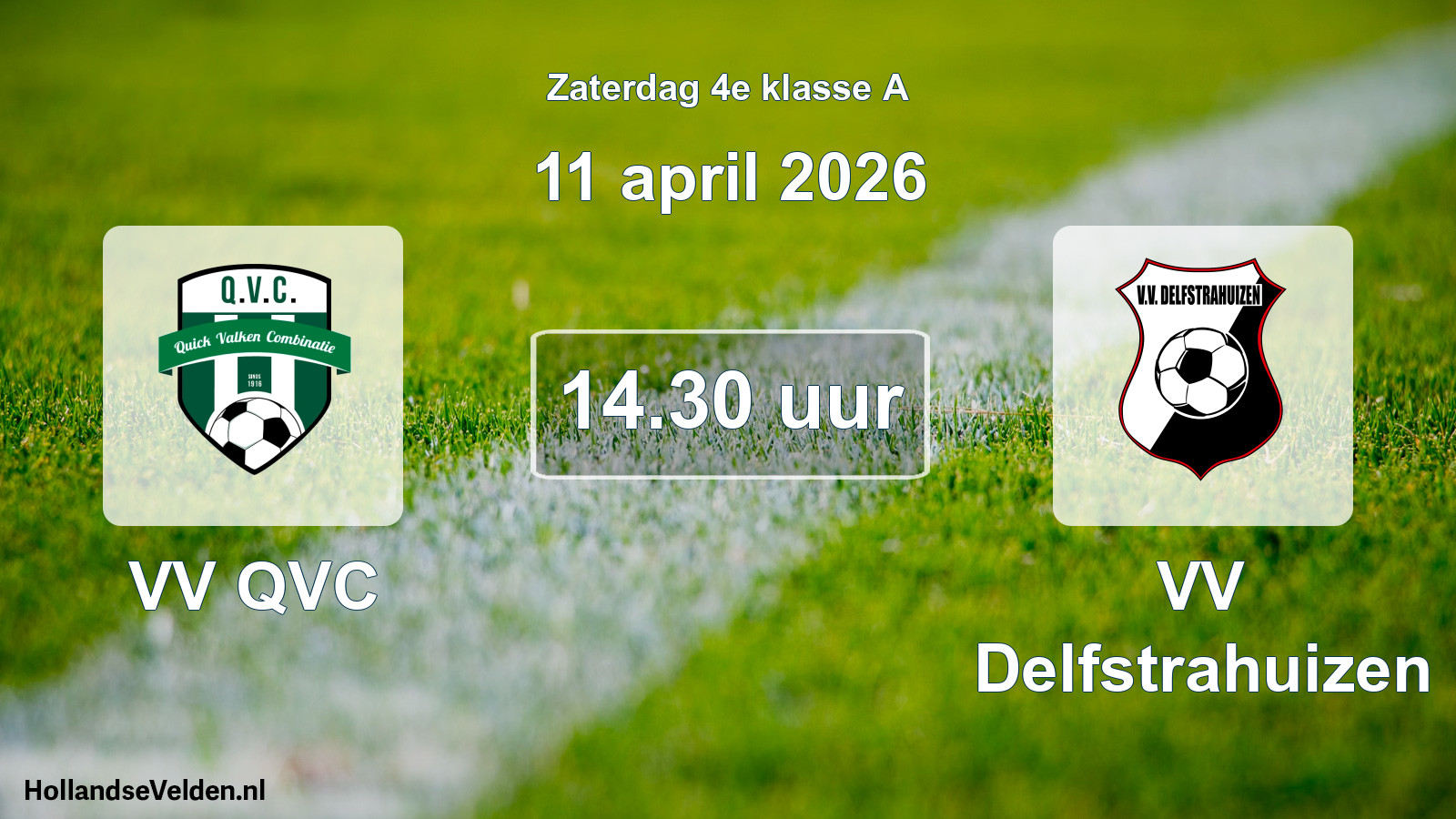 Geplande wedstrijd: VV QVC - VV Delfstrahuizen (11 april 2026)