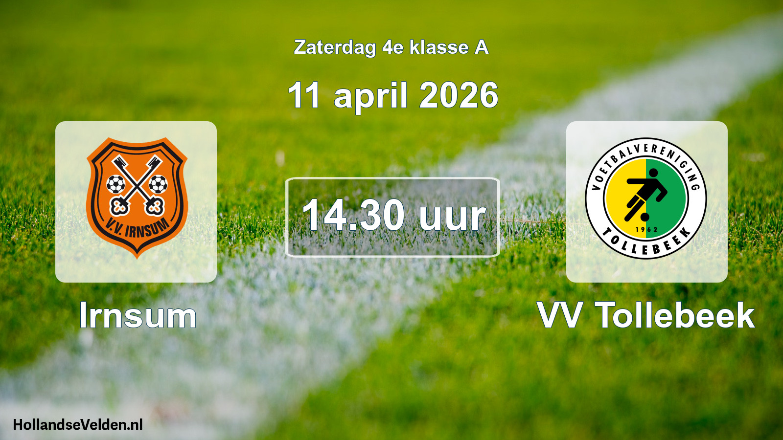 Geplande wedstrijd: Irnsum - VV Tollebeek (11 april 2026)