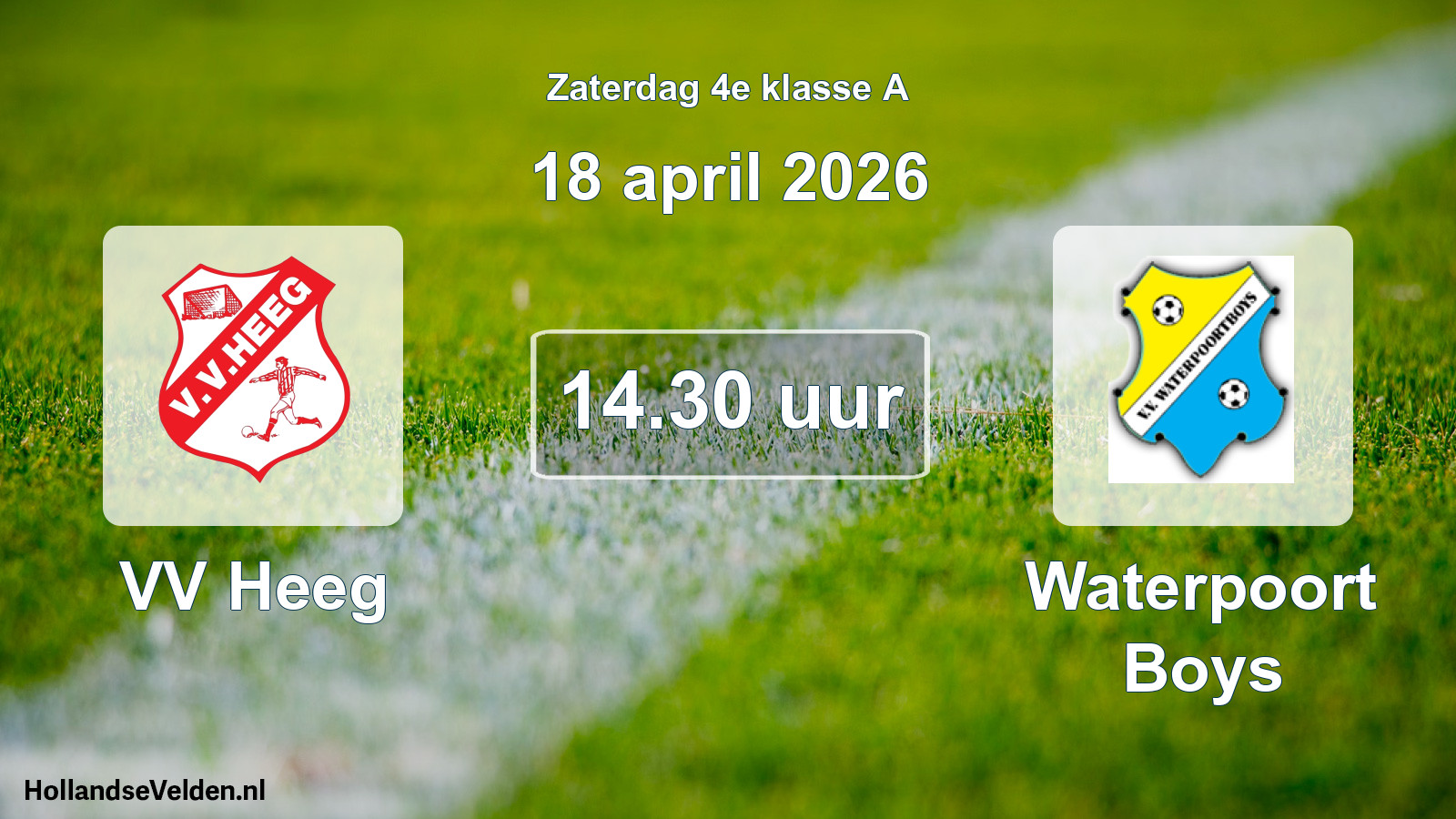Geplande wedstrijd: VV Heeg - Waterpoort Boys (18 april 2026)