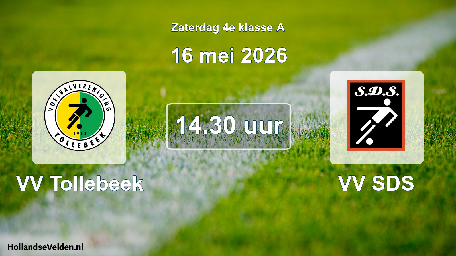 Geplande wedstrijd: VV Tollebeek - VV SDS (16 mei 2026)
