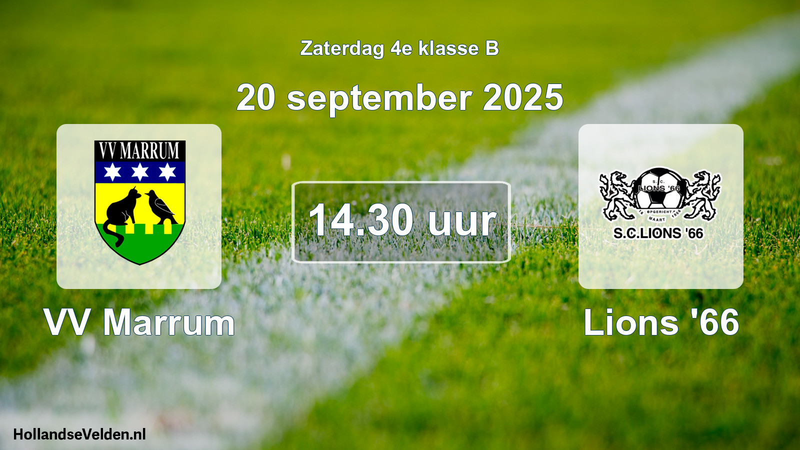 Geplande wedstrijd: VV Marrum - Lions '66 (20 september 2025)