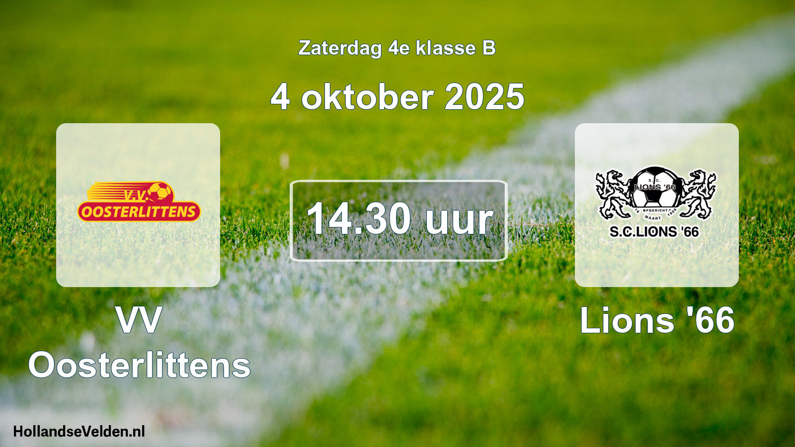 Geplande wedstrijd: VV Oosterlittens - Lions '66 (4 oktober 2025)