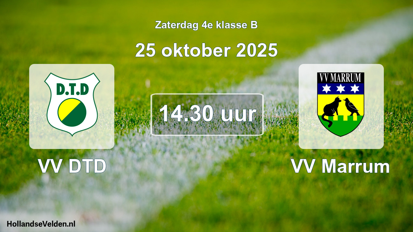 Geplande wedstrijd: VV DTD - VV Marrum (25 oktober 2025)