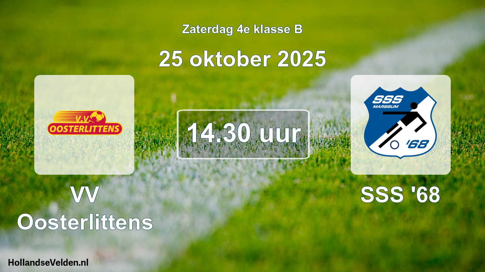 Geplande wedstrijd: VV Oosterlittens - SSS '68 (25 oktober 2025)