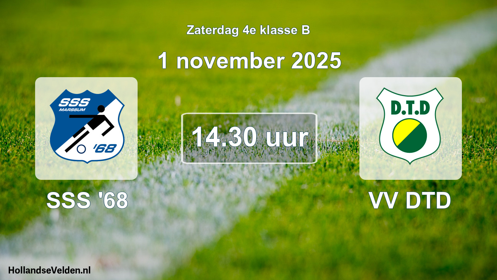 Geplande wedstrijd: SSS '68 - VV DTD (1 november 2025)