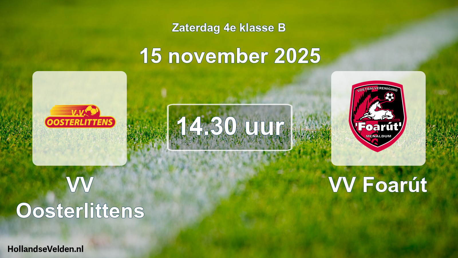 Geplande wedstrijd: VV Oosterlittens - VV Foarút (15 november 2025)