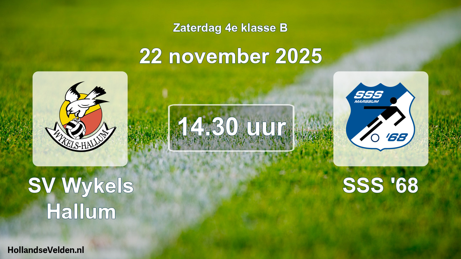 Geplande wedstrijd: SV Wykels Hallum - SSS '68 (22 november 2025)
