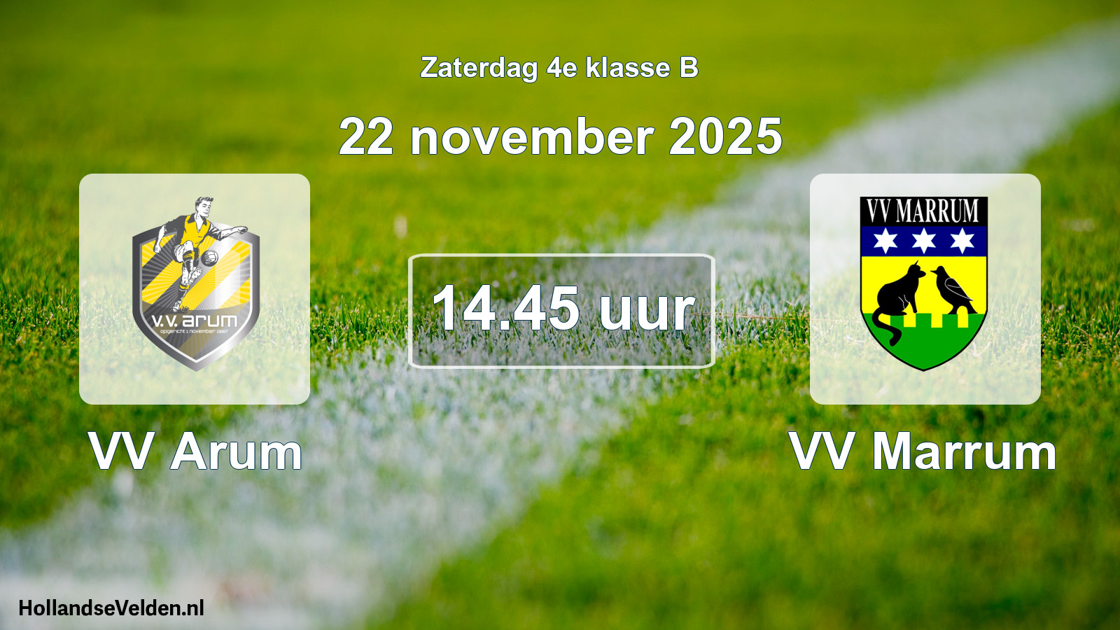 Geplande wedstrijd: VV Arum - VV Marrum (22 november 2025)
