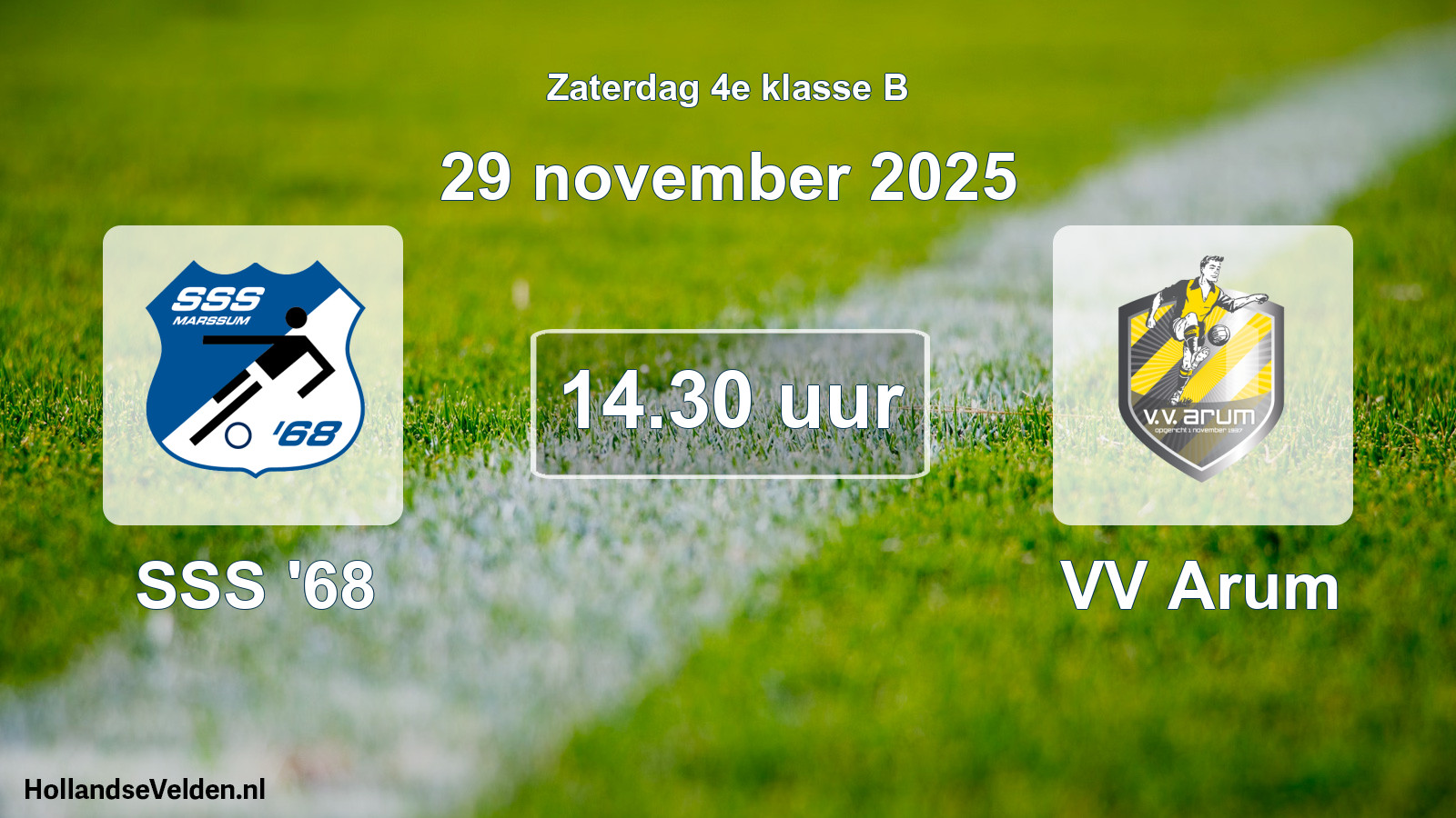 Geplande wedstrijd: SSS '68 - VV Arum (29 november 2025)