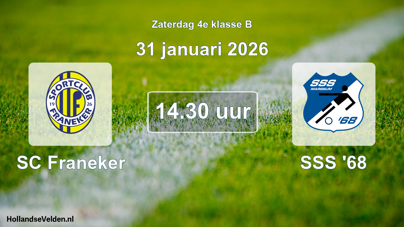 Geplande wedstrijd: SC Franeker - SSS '68 (31 januari 2026)