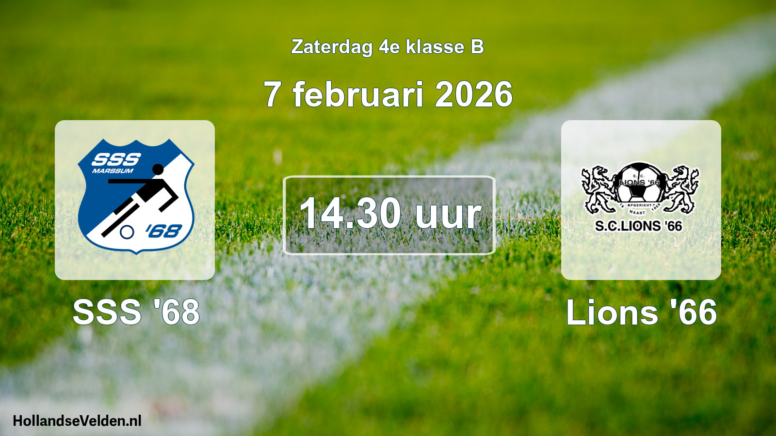 Geplande wedstrijd: SSS '68 - Lions '66 (7 februari 2026)