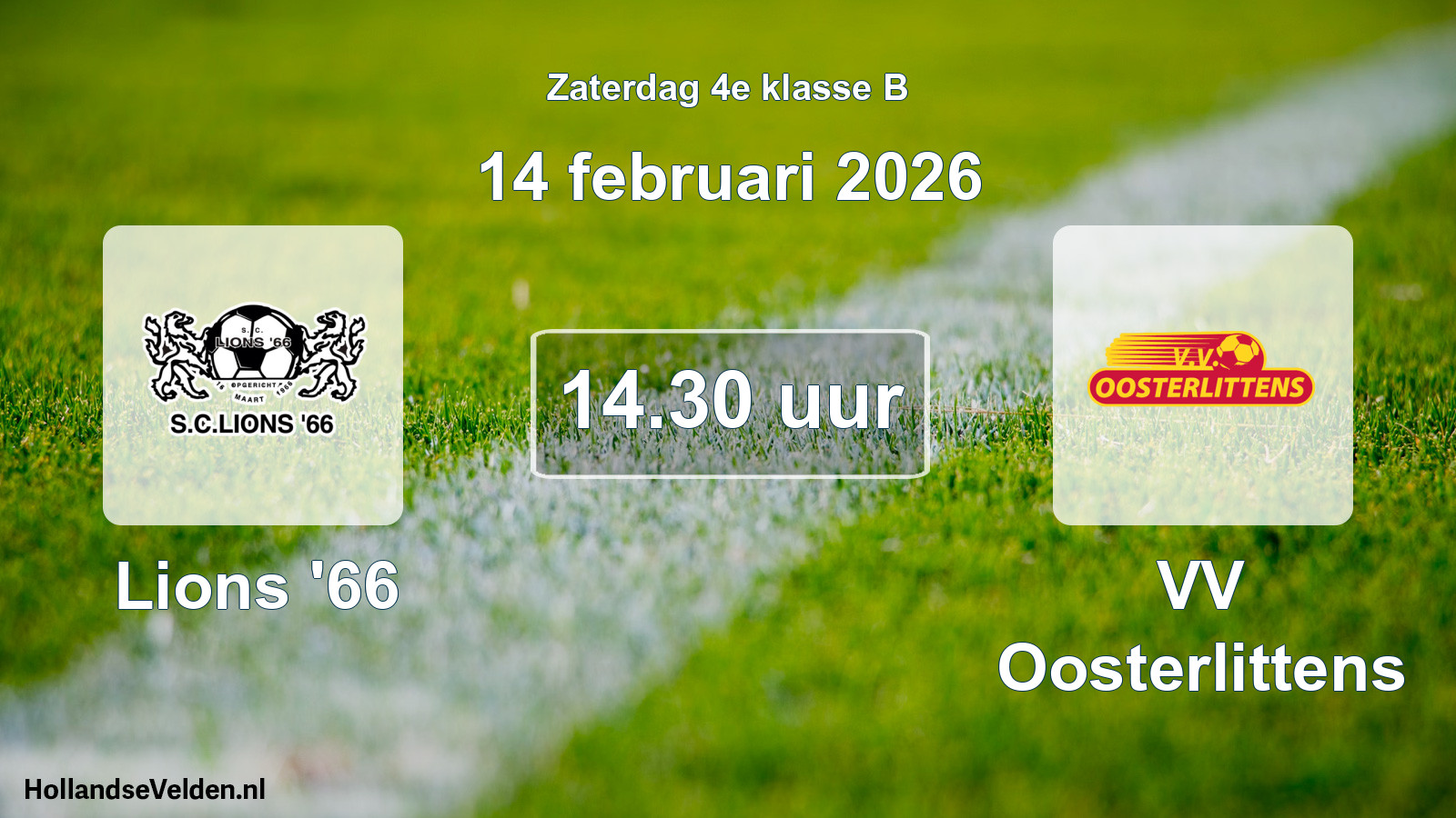Geplande wedstrijd: Lions '66 - VV Oosterlittens (14 februari 2026)