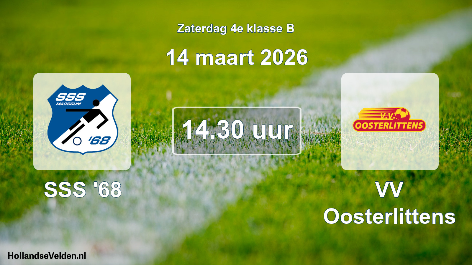 Geplande wedstrijd: SSS '68 - VV Oosterlittens (14 maart 2026)
