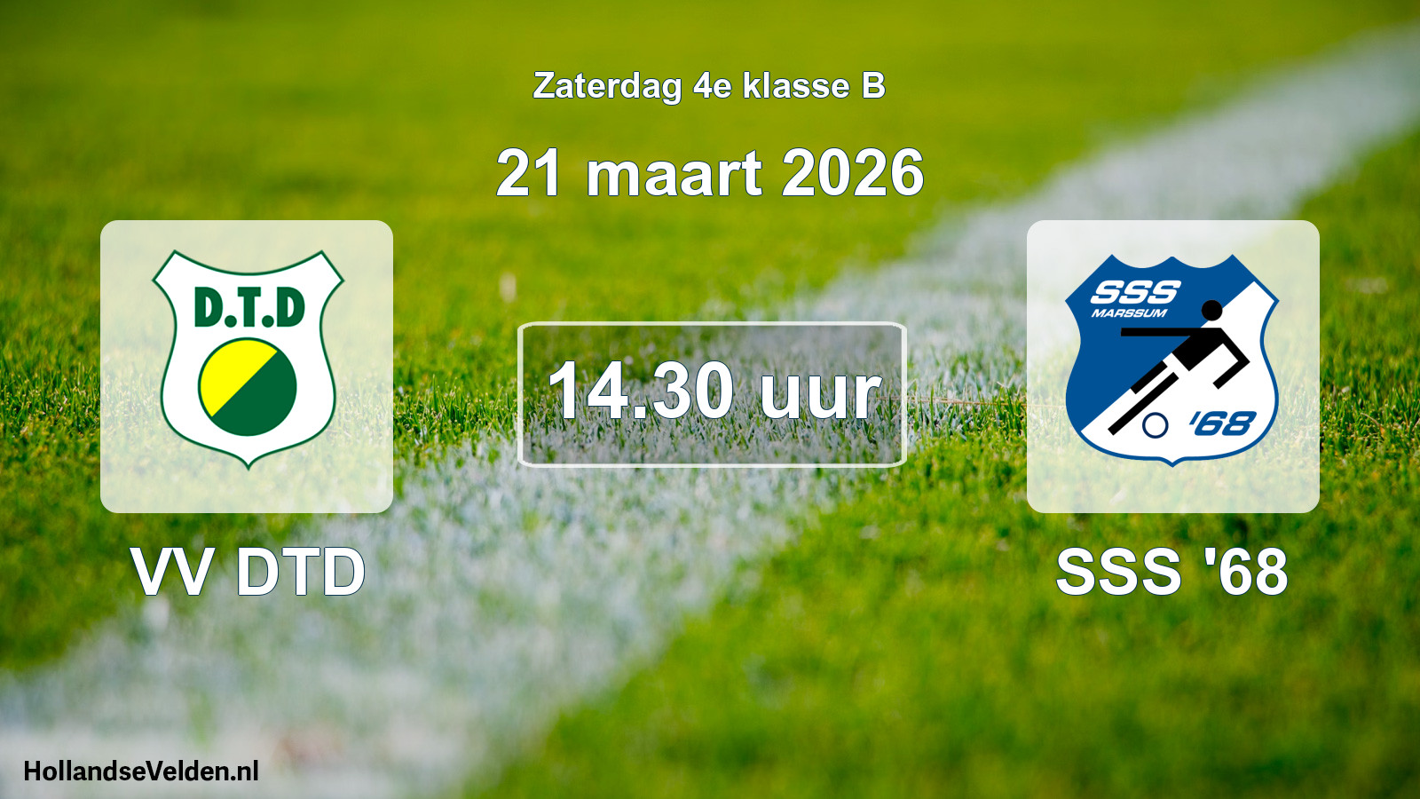 Geplande wedstrijd: VV DTD - SSS '68 (21 maart 2026)