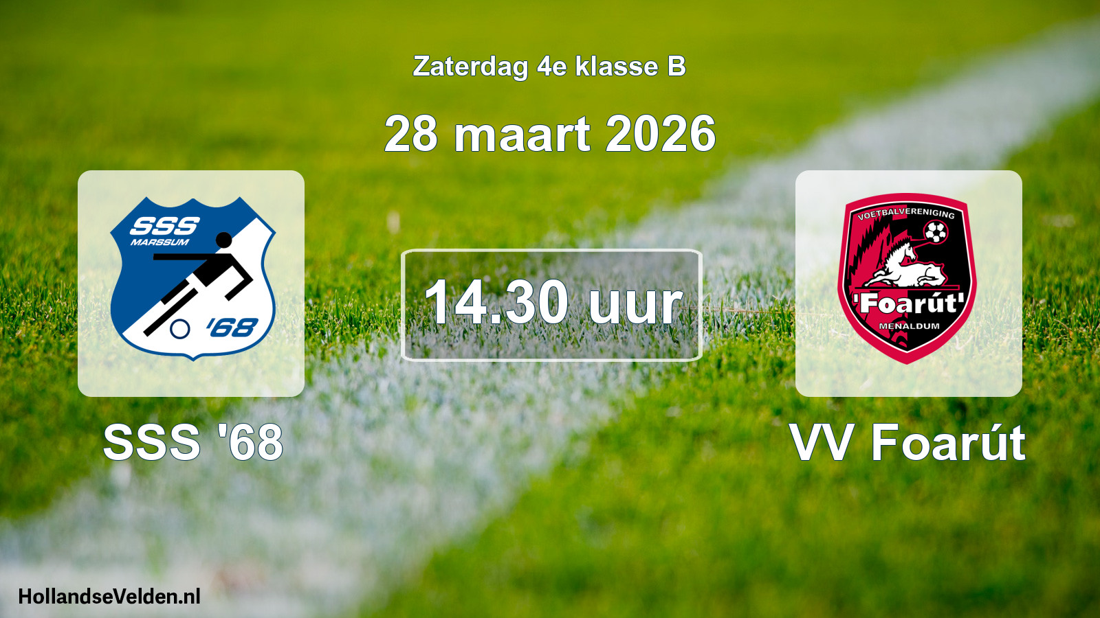 Geplande wedstrijd: SSS '68 - VV Foarút (28 maart 2026)