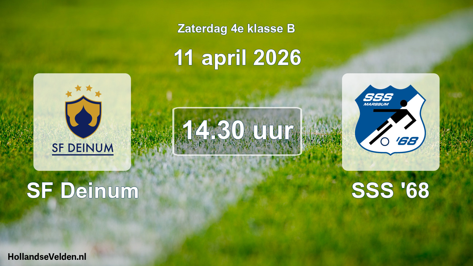 Geplande wedstrijd: SF Deinum - SSS '68 (11 april 2026)