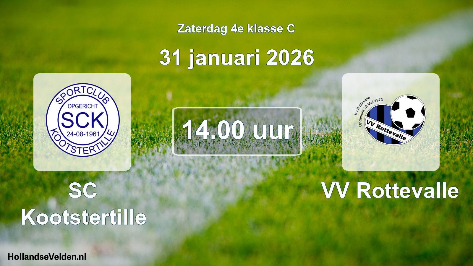 Geplande wedstrijd: SC Kootstertille - VV Rottevalle (31 januari 2026)