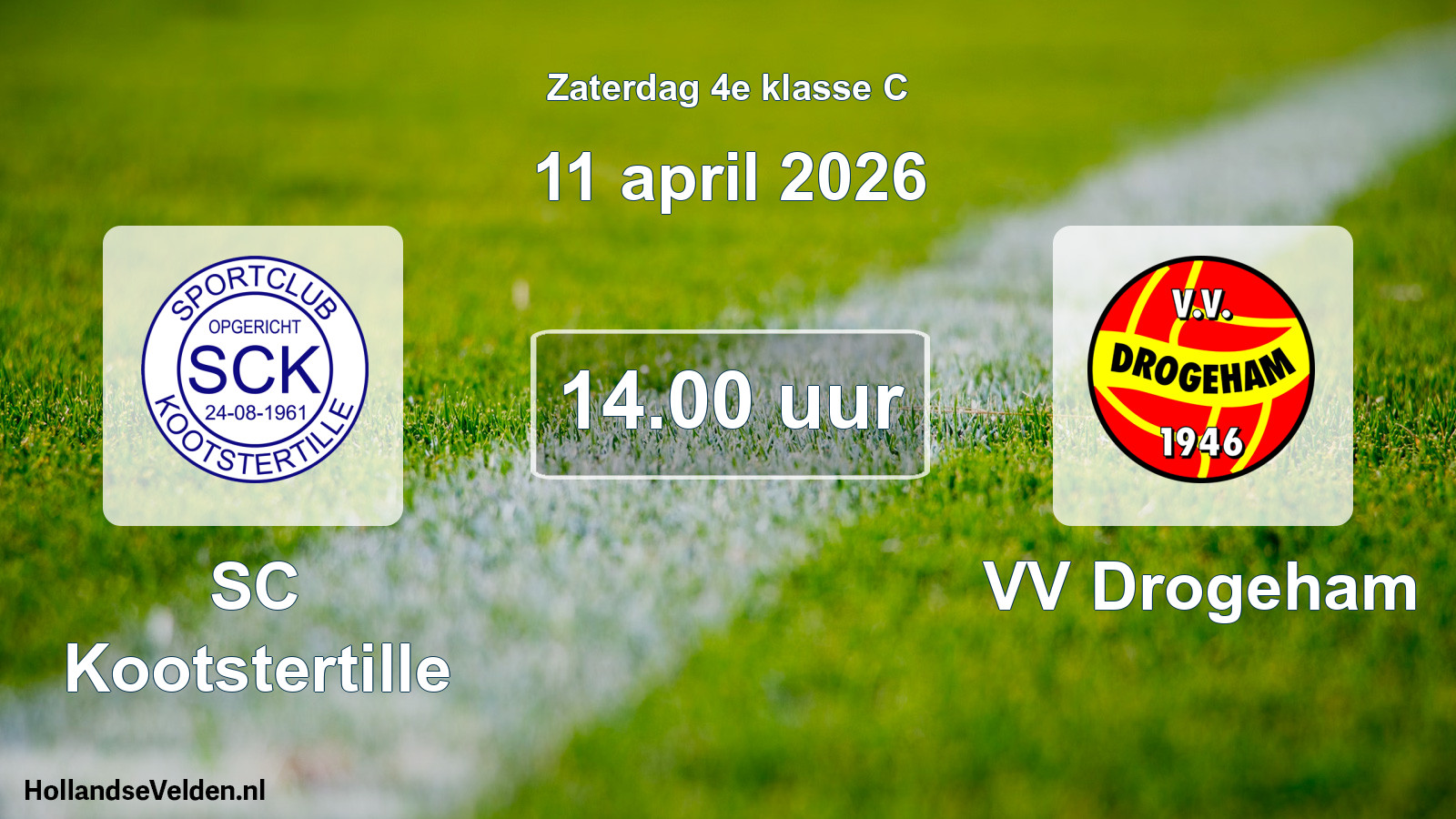 Geplande wedstrijd: SC Kootstertille - VV Drogeham (11 april 2026)