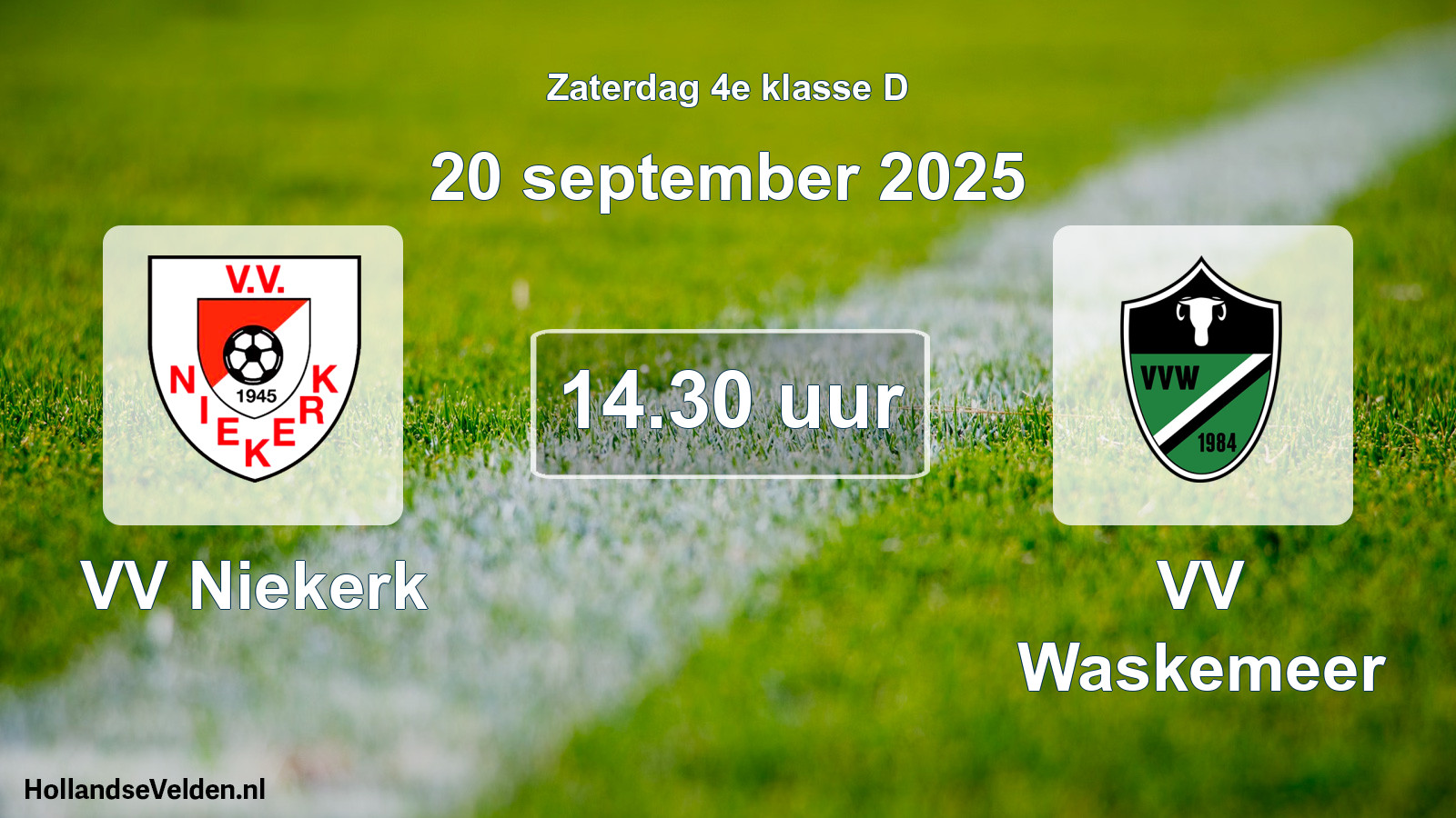 Geplande wedstrijd: VV Niekerk - VV Waskemeer (20 september 2025)