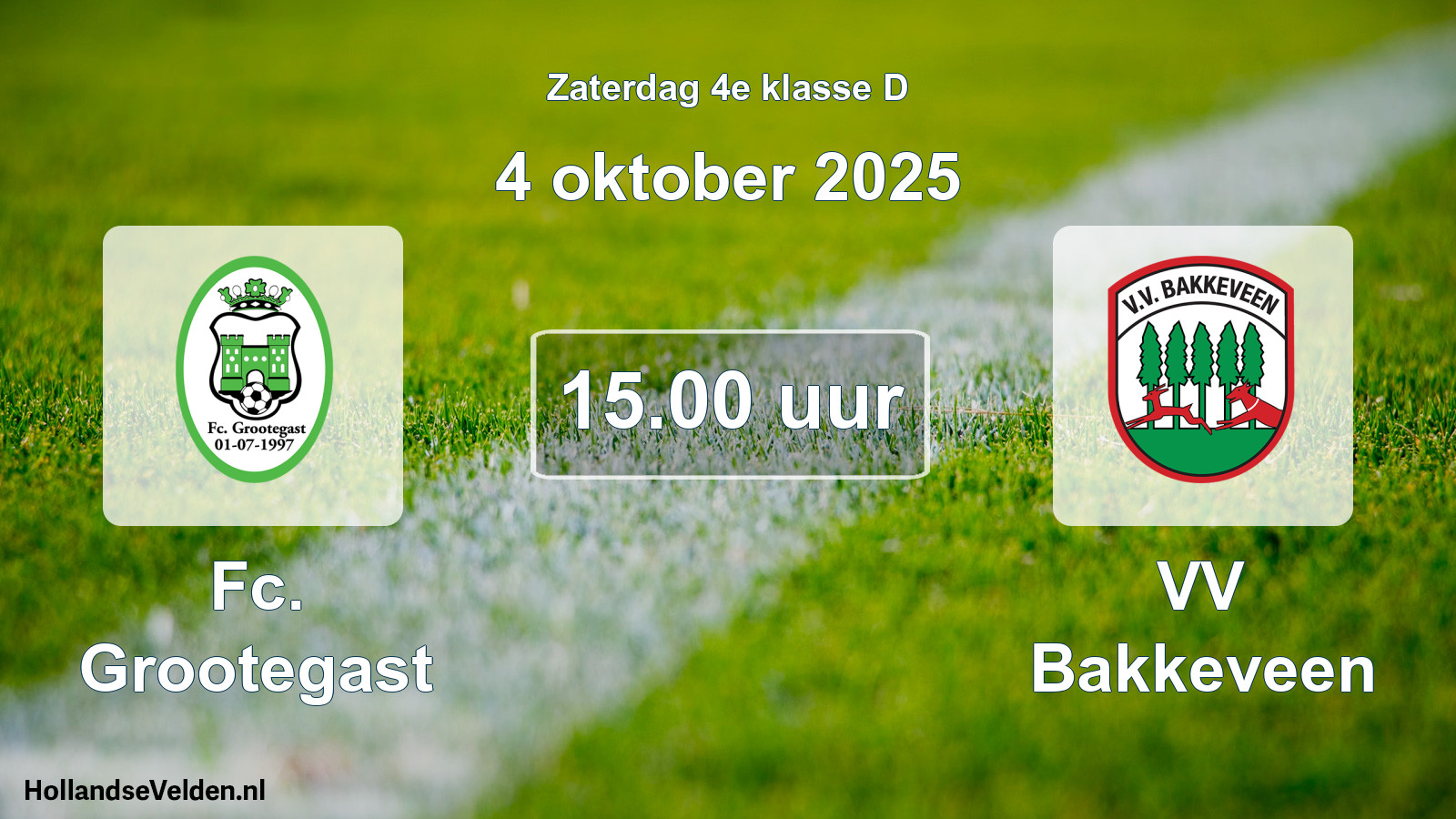 Scheduled Match: Fc. Grootegast - VV Bakkeveen (4 October 2025)
