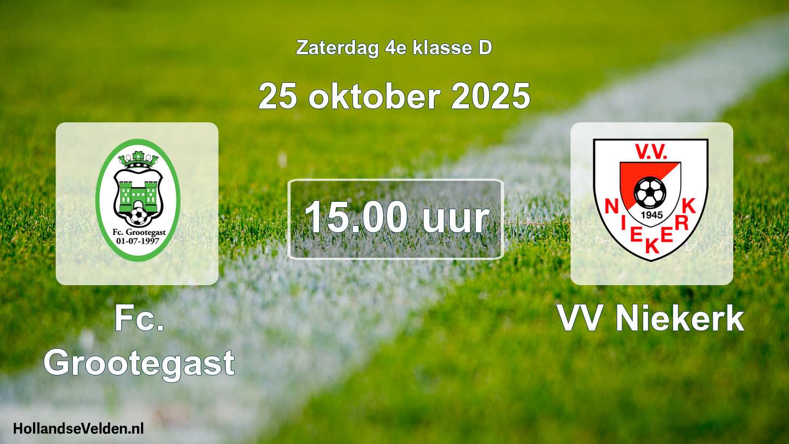 Geplande wedstrijd: Fc. Grootegast - VV Niekerk (25 oktober 2025)