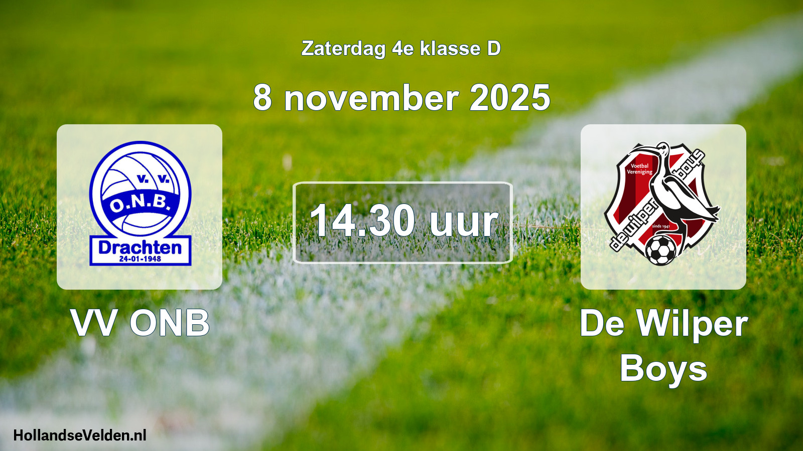 Geplande wedstrijd: VV ONB - De Wilper Boys (8 november 2025)