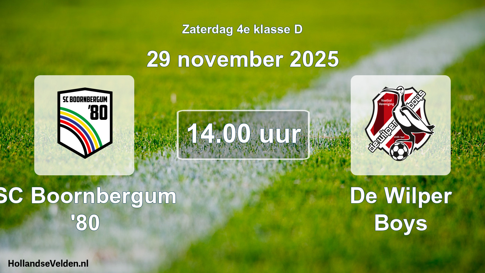 Scheduled Match: SC Boornbergum '80 - De Wilper Boys (29 November 2025)