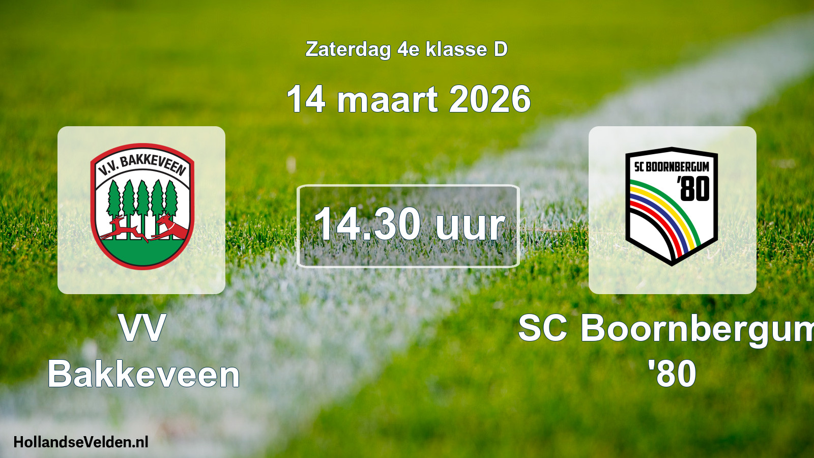 Geplande wedstrijd: VV Bakkeveen - SC Boornbergum '80 (14 maart 2026)