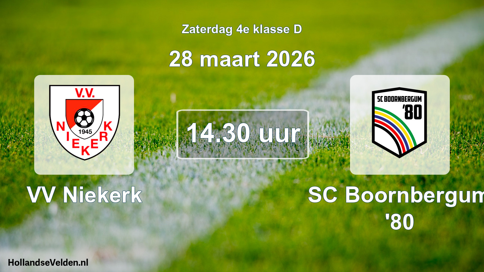 Geplande wedstrijd: VV Niekerk - SC Boornbergum '80 (28 maart 2026)