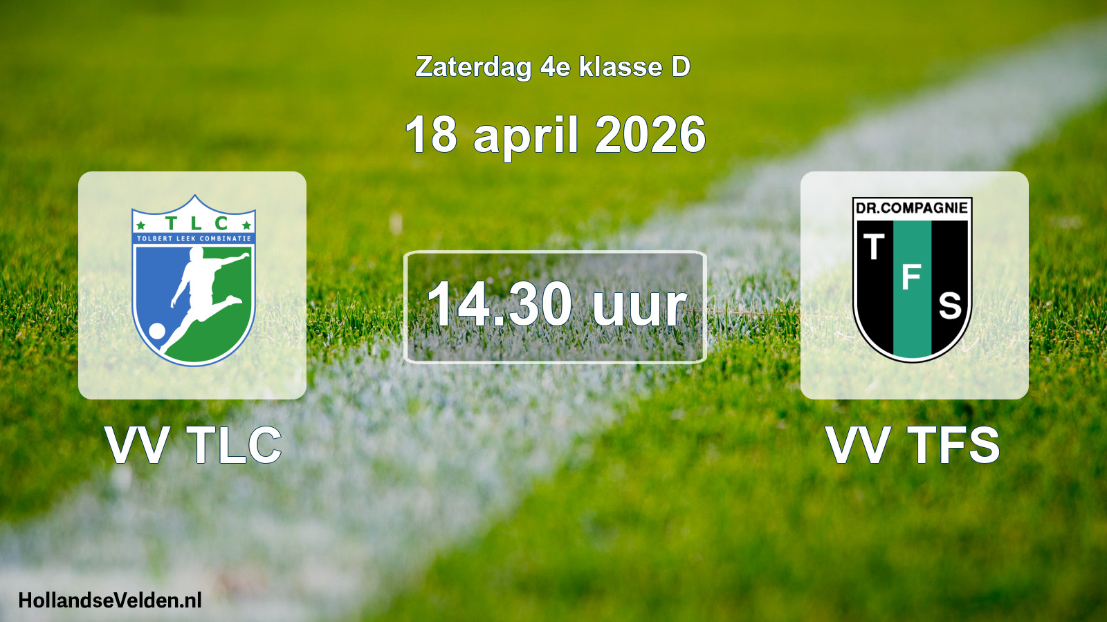 Geplande wedstrijd: VV TLC - VV TFS (18 april 2026)