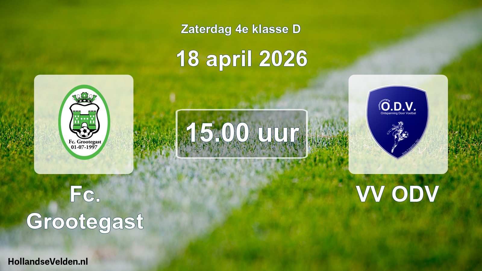 Scheduled Match: Fc. Grootegast - VV ODV (18 April 2026)