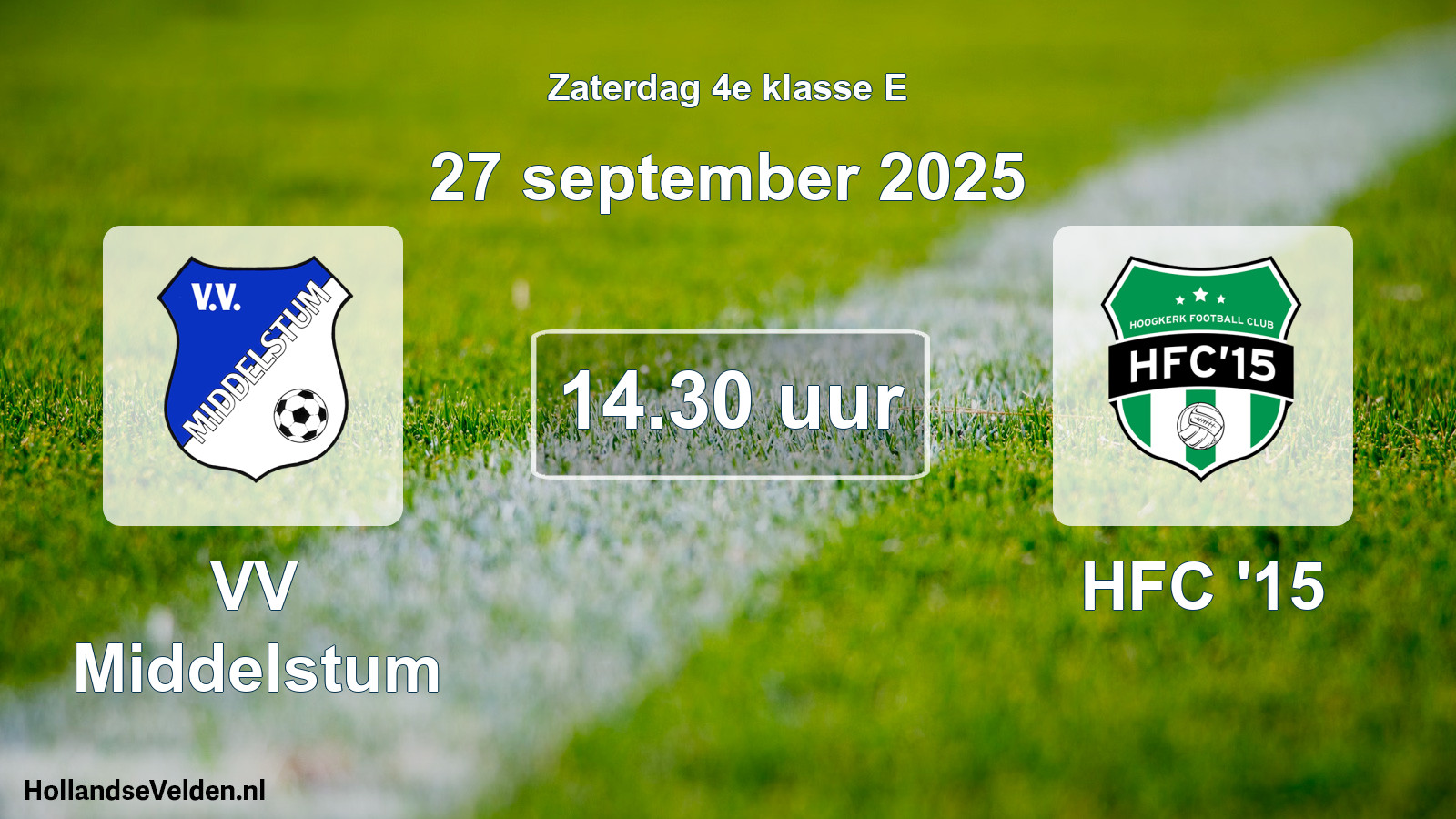 Geplande wedstrijd: VV Middelstum - HFC '15 (27 september 2025)