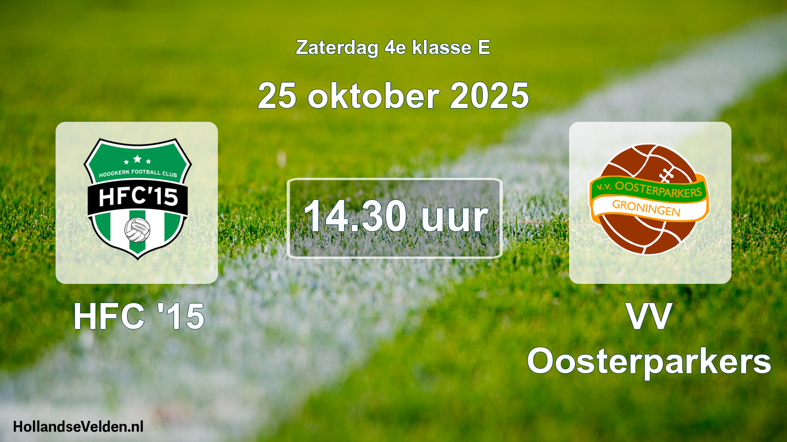 Geplande wedstrijd: HFC '15 - VV Oosterparkers (25 oktober 2025)