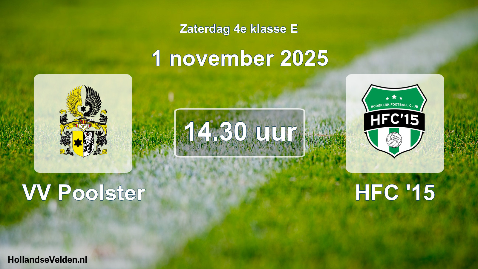 Geplande wedstrijd: VV Poolster - HFC '15 (1 november 2025)