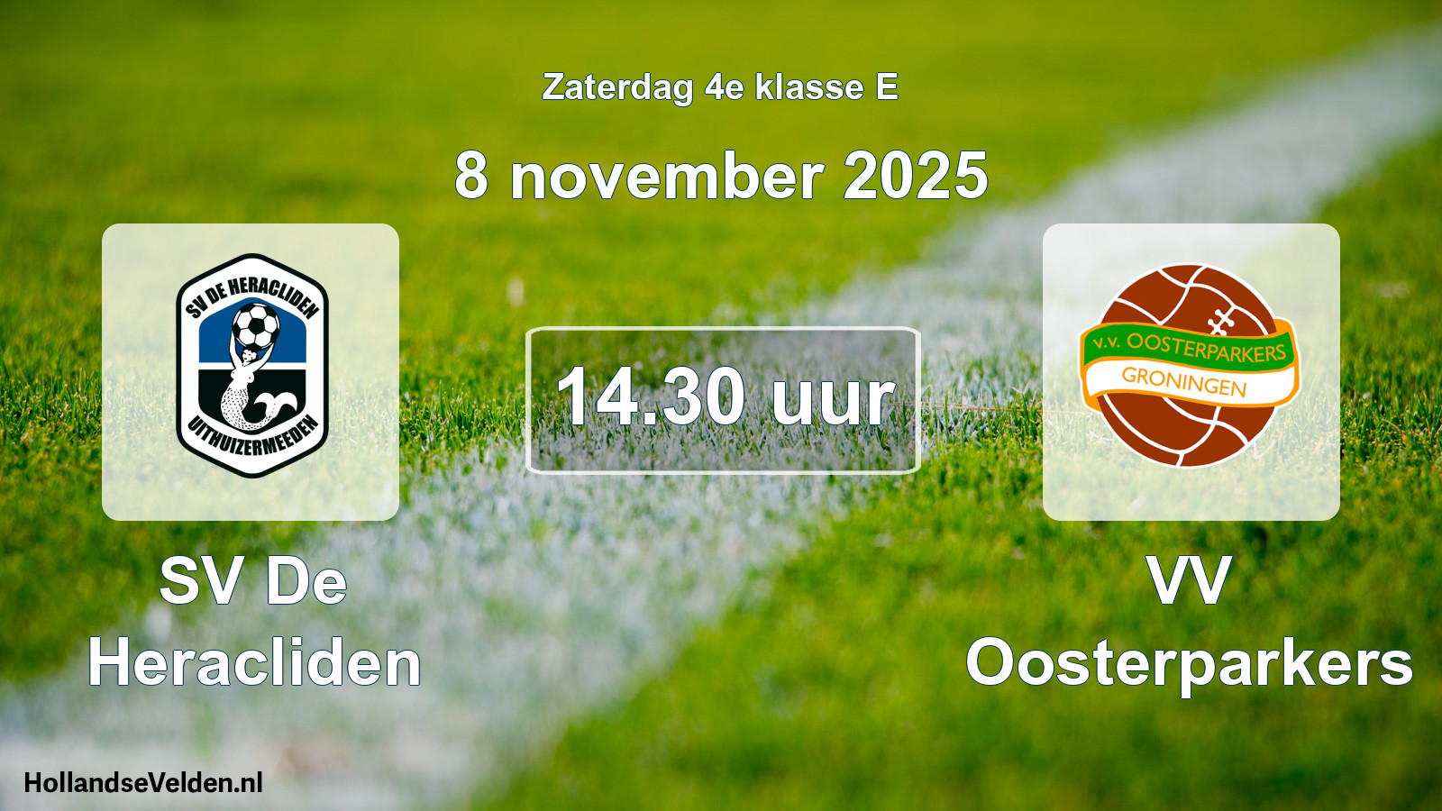 Geplande wedstrijd: SV De Heracliden - VV Oosterparkers (8 november 2025)