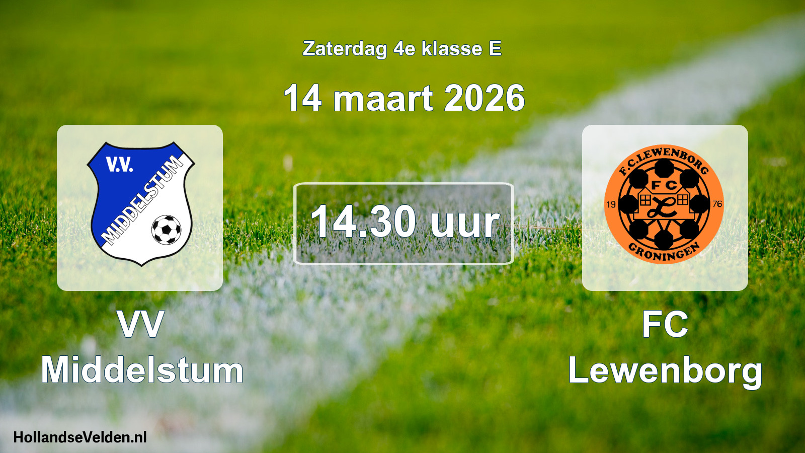Geplande wedstrijd: VV Middelstum - FC Lewenborg (14 maart 2026)