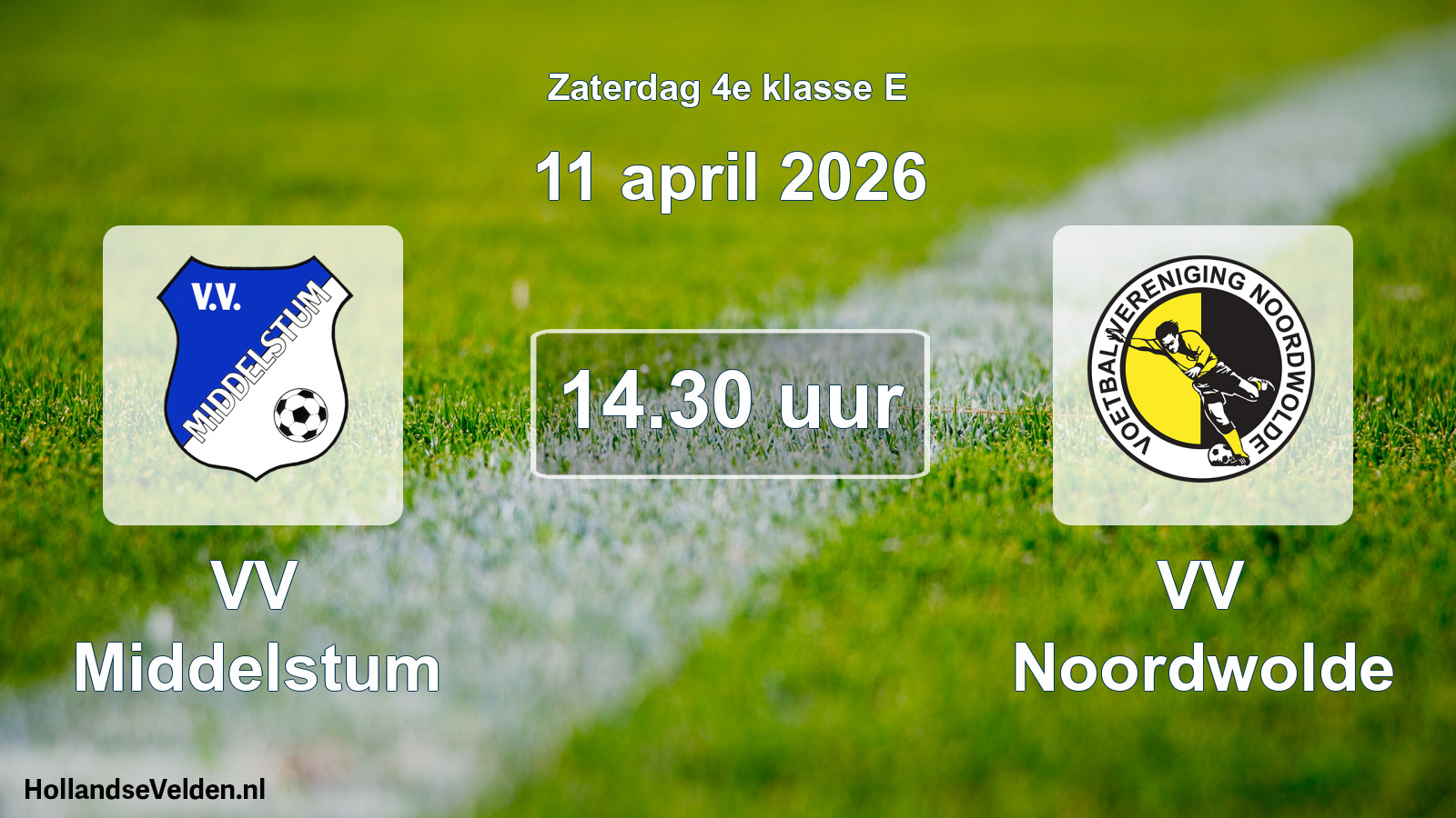Geplande wedstrijd: VV Middelstum - VV Noordwolde (11 april 2026)