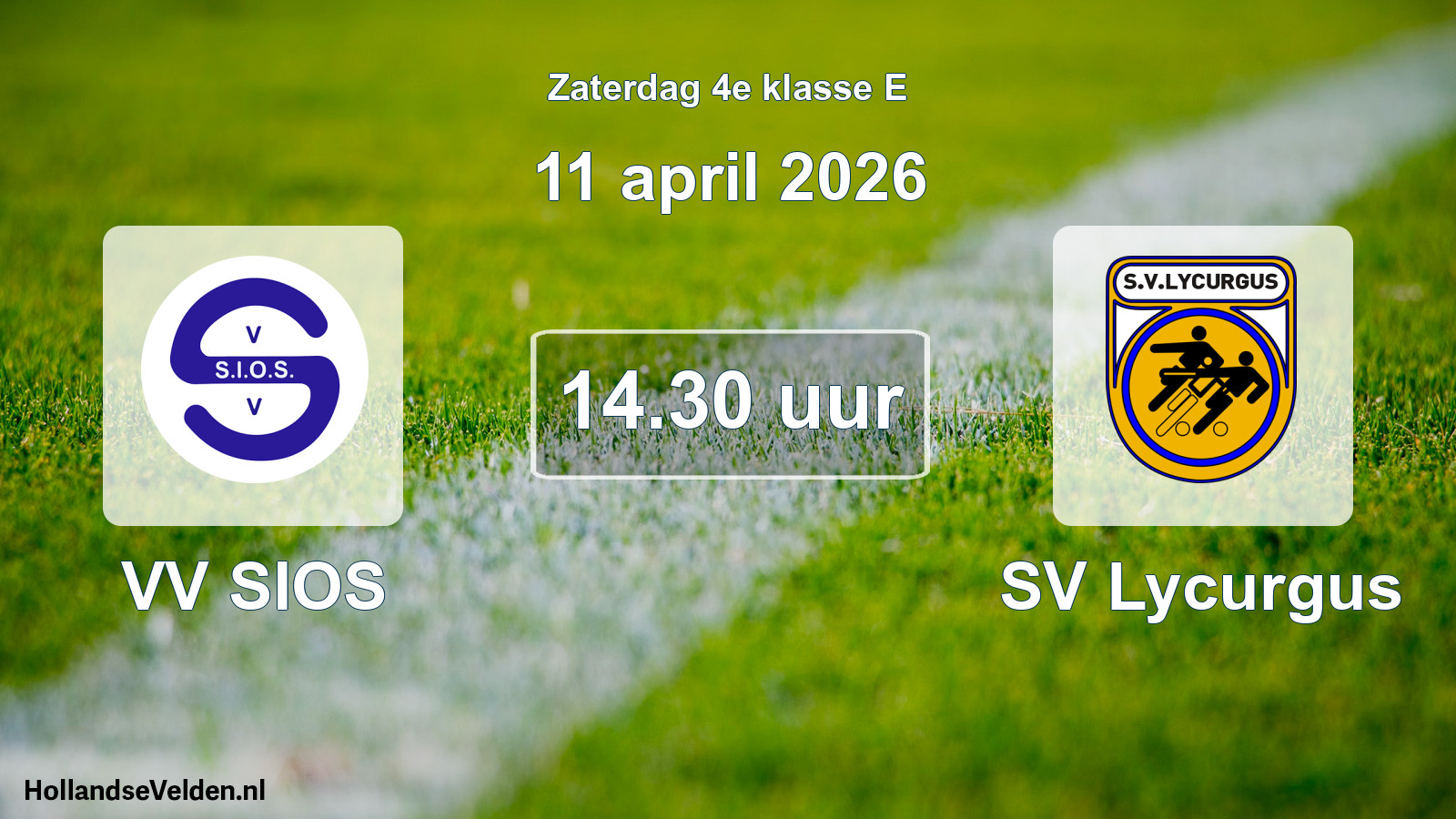 Scheduled Match: VV SIOS - SV Lycurgus (11 April 2026)