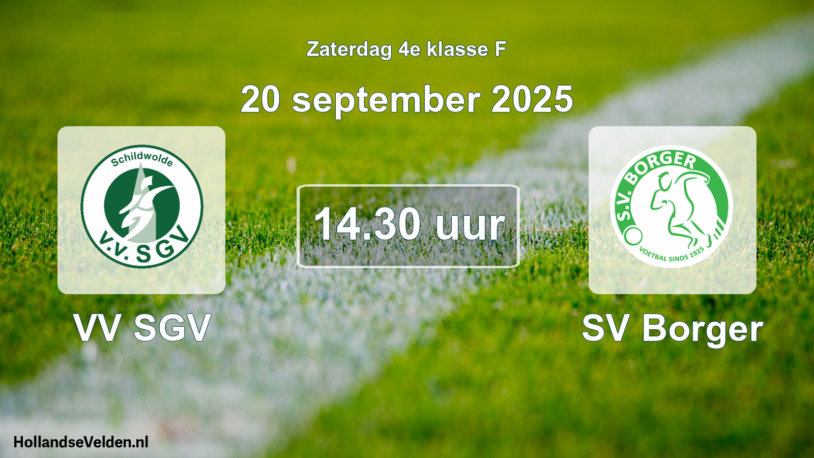 Geplande wedstrijd: VV SGV - SV Borger (20 september 2025)