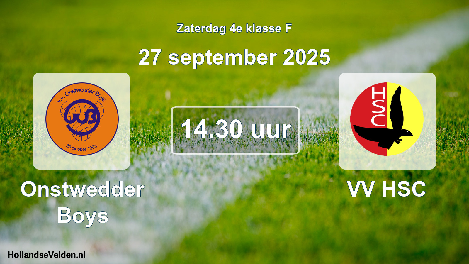 Geplande wedstrijd: Onstwedder Boys - VV HSC (27 september 2025)