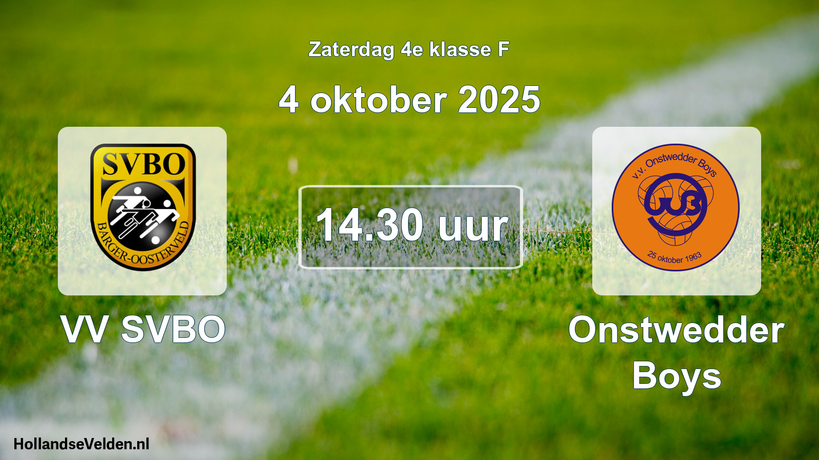 Geplande wedstrijd: VV SVBO - Onstwedder Boys (4 oktober 2025)