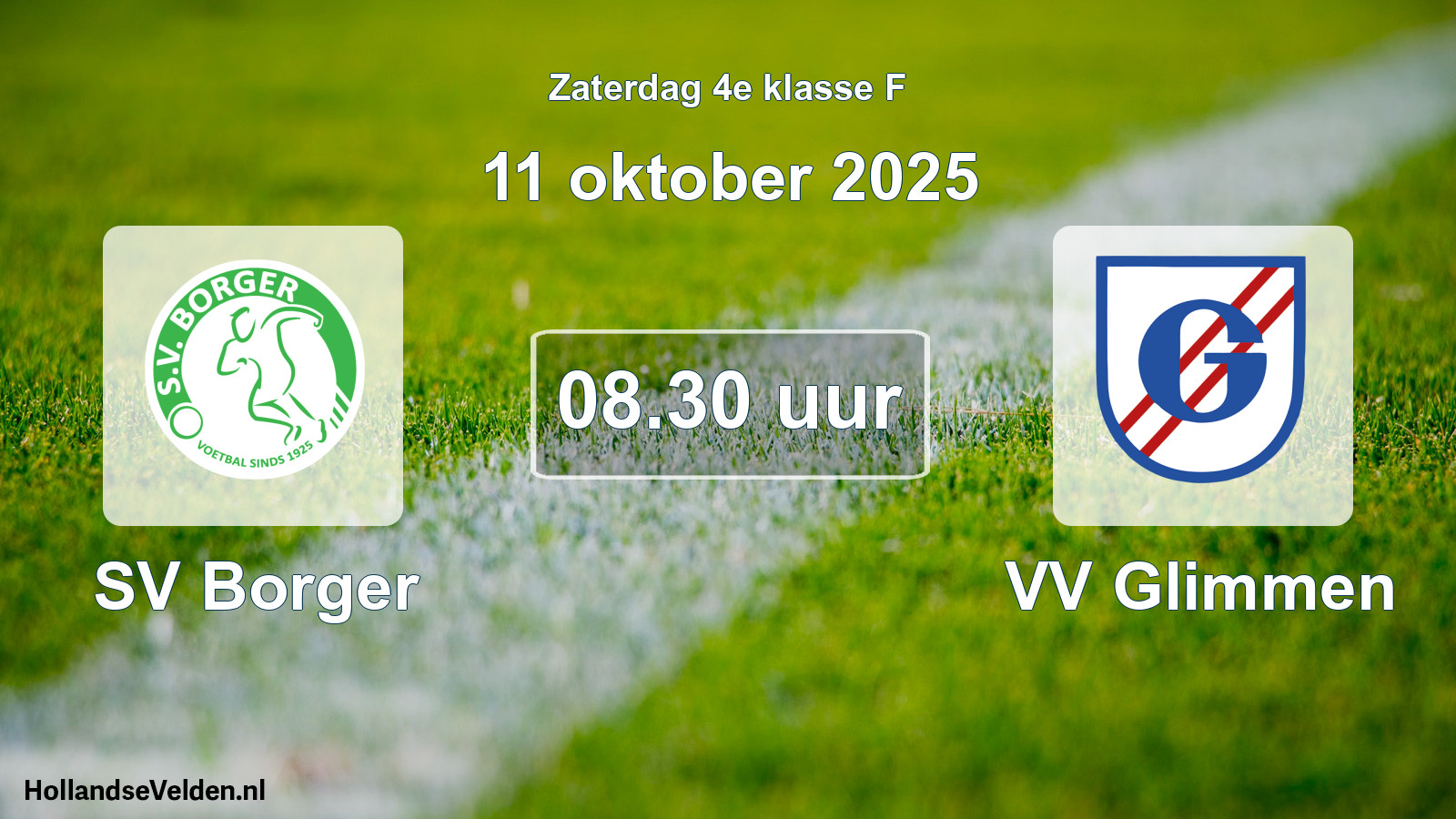 Geplande wedstrijd: SV Borger - VV Glimmen (11 oktober 2025)
