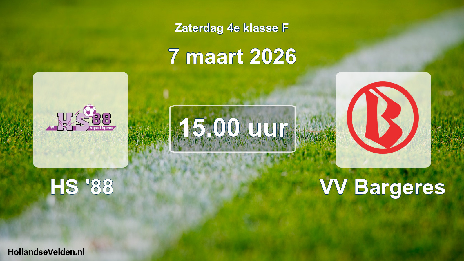 Geplande wedstrijd: HS '88 - VV Bargeres (7 maart 2026)