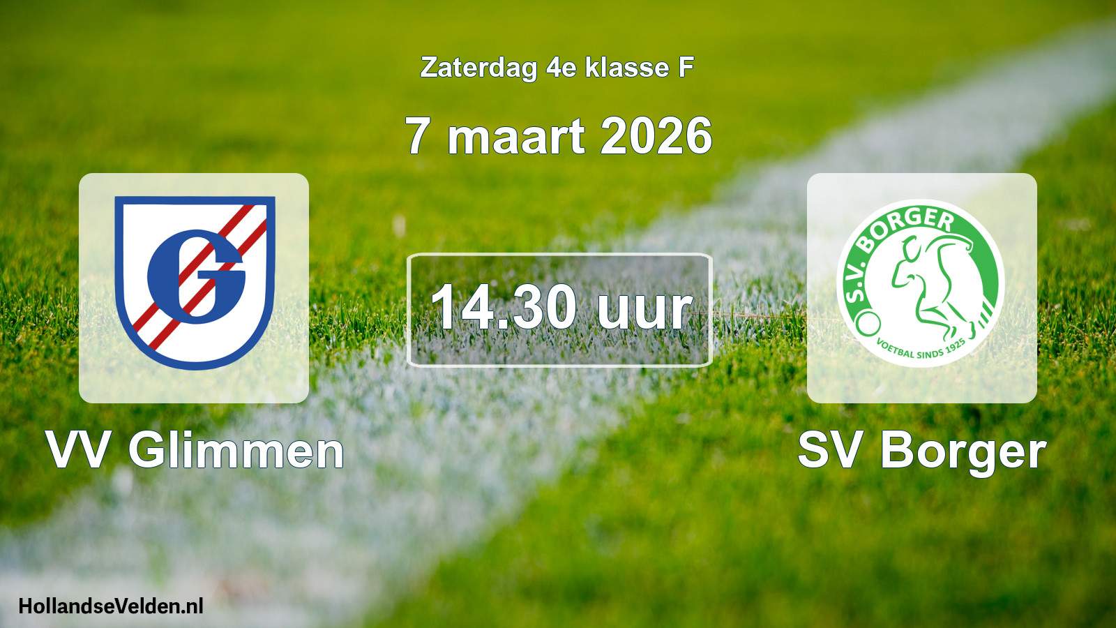 Geplande wedstrijd: VV Glimmen - SV Borger (7 maart 2026)
